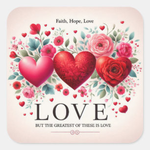 Faith Hope Love but the greatest of these is Love Square Sticker