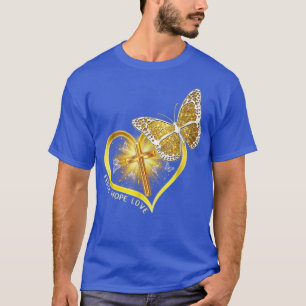 Faith Hope Love Butterfly And Christian Cross Jesu T-Shirt