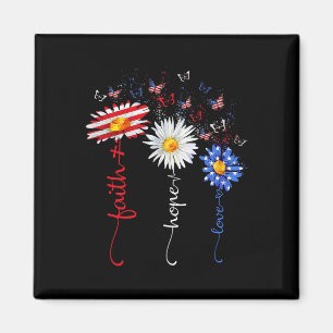 Faith Hope Love Butterfly Daisy Christians God 4th Magnet