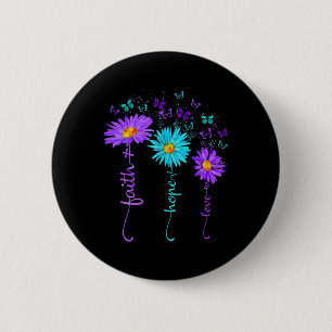 Faith Hope Love Butterfly Daisy Suicide Prevention 6 Cm Round Badge