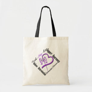 Faith Hope Love Butterfly - Fibromyalgia Awareness Tote Bag
