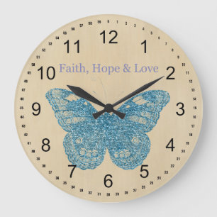 Faith, Hope, Love Butterfly Large Clock