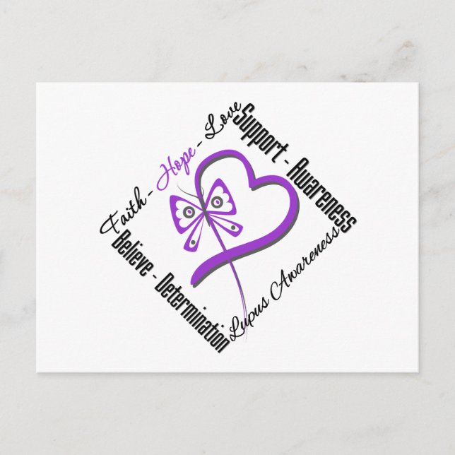 Faith Hope Love Butterfly - Lupus Awareness Postcard (Front)