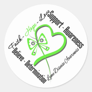 Faith Hope Love Butterfly - Lyme Disease Classic Round Sticker