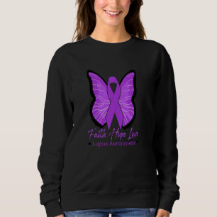 Faith Hope Love Butterfly Purple Ribbons Lupus Awa Sweatshirt