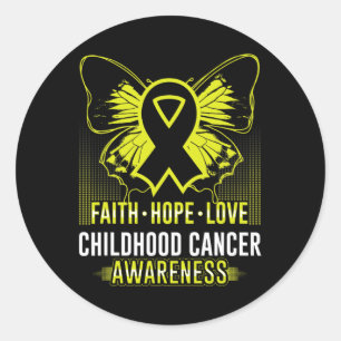 Faith Hope Love Childhood Cancer Awareness Butterf Classic Round Sticker