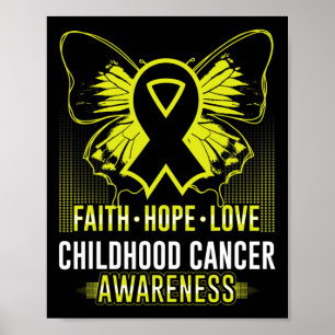 Faith Hope Love Childhood Cancer Awareness Butterf Poster