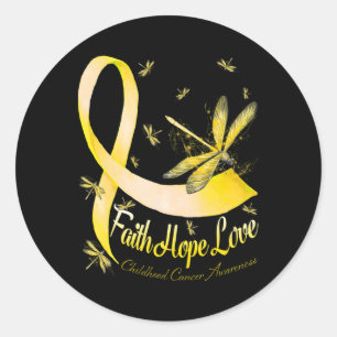 Faith Hope Love Childhood Cancer Awareness Dragonf Classic Round Sticker