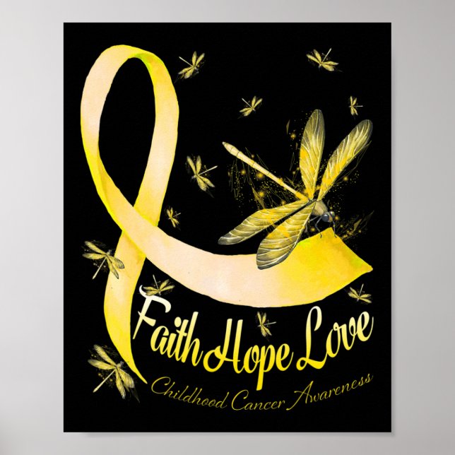 Faith Hope Love Childhood Cancer Awareness Dragonf Poster (Front)