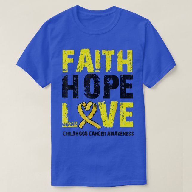 Faith Hope Love Childhood Cancer Awareness Gold Ri T-Shirt (Design Front)
