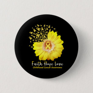 Faith Hope Love Childhood Cancer Awareness Ribbon  6 Cm Round Badge