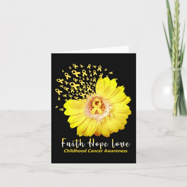 Faith Hope Love Childhood Cancer Awareness Ribbon  Card (Front)