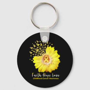 Faith Hope Love Childhood Cancer Awareness Ribbon  Key Ring