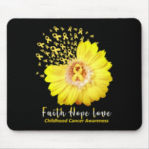 Faith Hope Love Childhood Cancer Awareness Ribbon Mouse Pad
