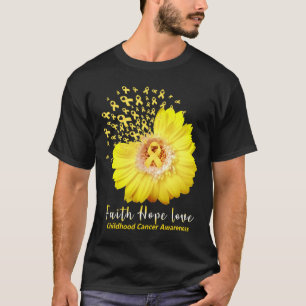 Faith Hope Love Childhood Cancer Awareness Ribbon  T-Shirt