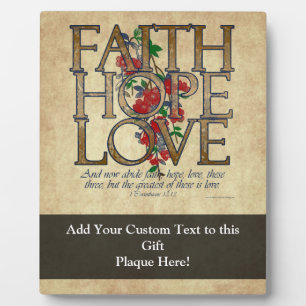 Faith Hope Love Christian Bible Verse Plaque
