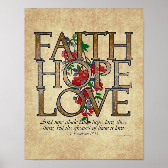 Faith Hope Love Christian Bible Verse Poster (Front)
