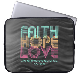 Faith Hope Love Christian Bible Verse Retro Laptop Sleeve