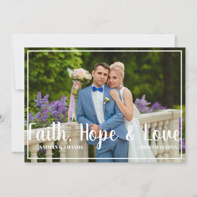 Faith Hope & Love Christian Christmas Photo Holiday Card (Front)