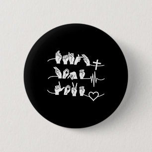 Faith Hope Love - Christian Religion Heartbeat Cro 6 Cm Round Badge