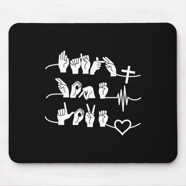 Faith Hope Love - Christian Religion Heartbeat Cro Mouse Pad (Front)