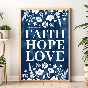 Faith, Hope, Love Christian Wall Art Print