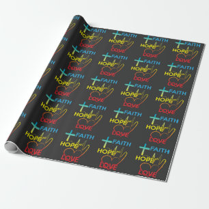 Faith Hope Love Colourful Christian Gift Wrapping Paper
