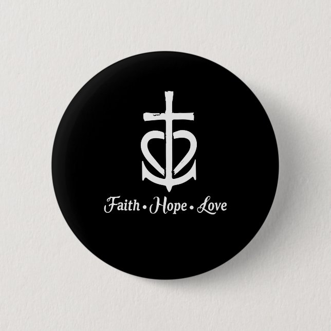 Faith Hope Love Cross Anchor Heart Jesus 6 Cm Round Badge (Front)