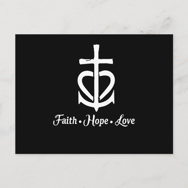 Faith Hope Love Cross Anchor Heart Jesus Announcement Postcard (Front)