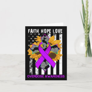 Faith Hope Love Cross And Flag Overdose Awareness Card