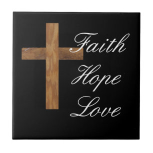 Faith Hope Love Cross Ceramic Tile