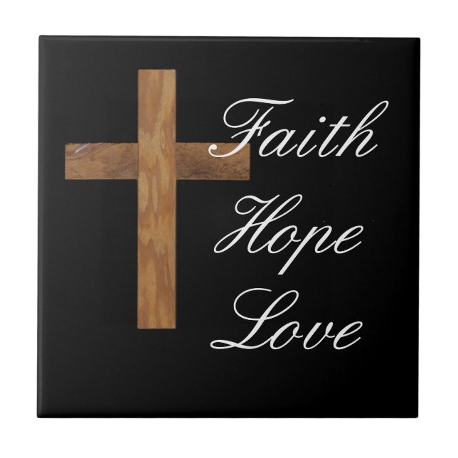 Faith Hope Love Cross Ceramic Tile (Front)