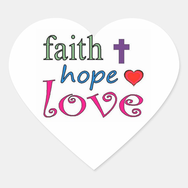 Faith Hope Love Cross Heart Sticker (Front)