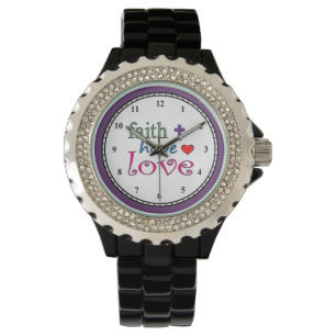 Faith Hope Love Cross Heart Watch