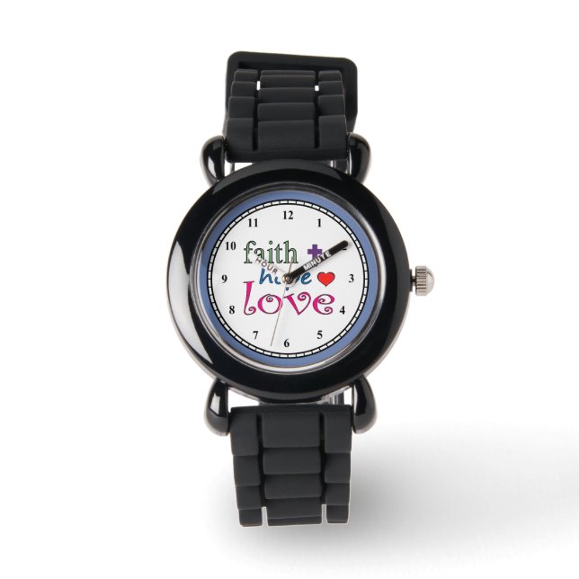Faith Hope Love Cross Heart Watch (Front)
