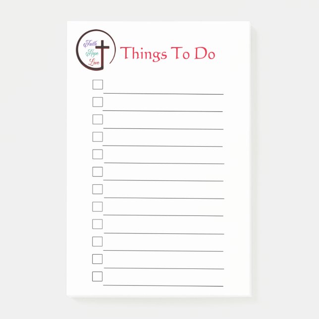 Faith Hope Love Cross Post-it Notes (Front)