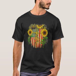 Faith Hope Love Cross Sunflower USA Flag Christian T-Shirt