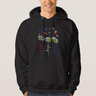 Faith Hope Love Daisy Flower Butterflies Us Flag 4 Hoodie