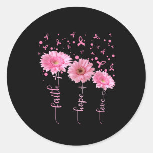 Faith Hope Love Daisy Pink Ribbon Breast Cancer Aw Classic Round Sticker