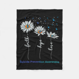 Faith Hope Love Daisy Suicide Prevention Awareness Fleece Blanket