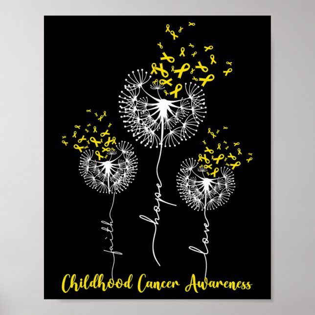 Faith Hope Love Dandelion Childhood Cancer Awarene Poster (Front)