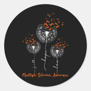 Faith Hope Love Dandelion Multiple Sclerosis Aware Classic Round Sticker