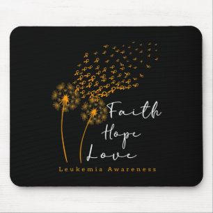 Faith Hope Love' Dandelion Orange Ribbon Leukaemia Mouse Pad