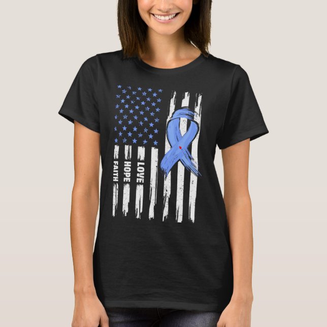 Faith Hope Love Diabetes Awareness American Flag T-Shirt (Front)