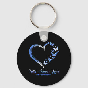 Faith Hope Love Diabetes Awareness Heart Butterfly Key Ring