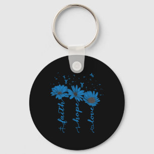 Faith Hope Love Diabetes Awareness Month Blue Ribb Key Ring