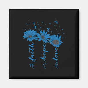 Faith Hope Love Diabetes Awareness Month Blue Ribb Magnet