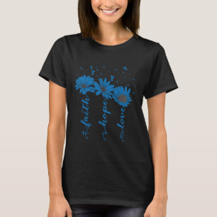 Faith Hope Love Diabetes Awareness Month Blue Ribb T-Shirt