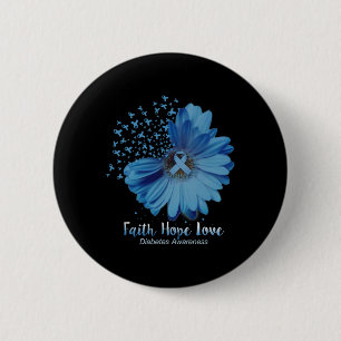 Faith Hope Love Diabetes Awareness Sunflower 6 Cm Round Badge