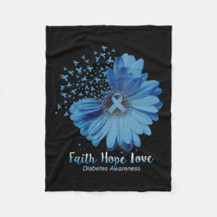Faith Hope Love Diabetes Awareness Sunflower Fleece Blanket